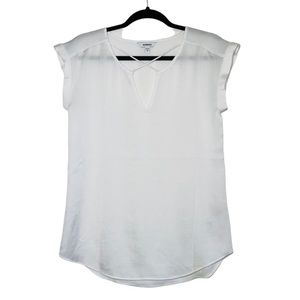 Express White Strappy Neck Semi-sheer Short Sleeve Blouse. Sz XL